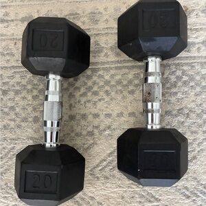 Set of 2 Black Dumbbells 20 Ibs
